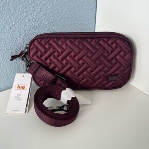 Lug Coupe XL Convertible  Crossbody Bag in Burgundy Quilted Polyester NWT